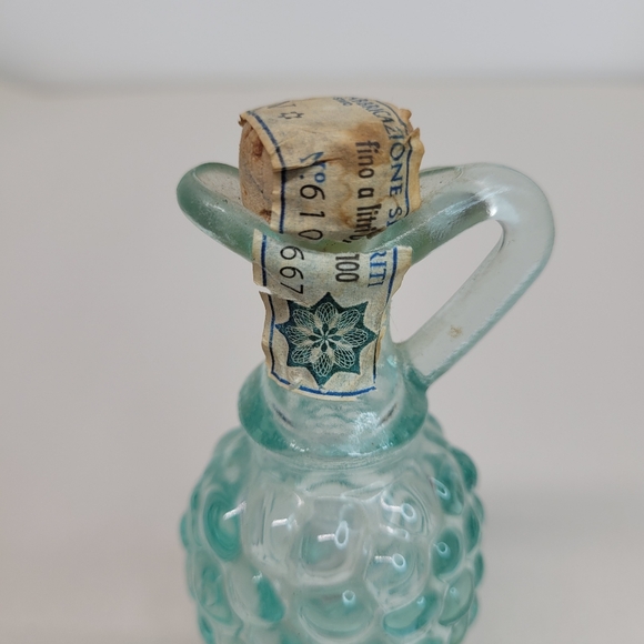 Vintage Vinegar Oil Bottle Hobnail Blue Green Glass Decanter Vase Pitcher - Picture 3 of 4